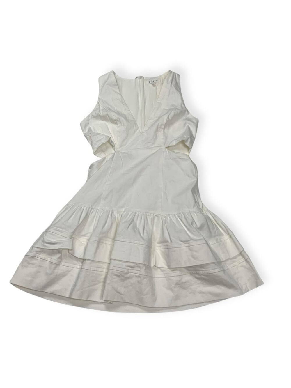 TCEC women's small white dress cutout tiered mini bridal shower fun summer beach